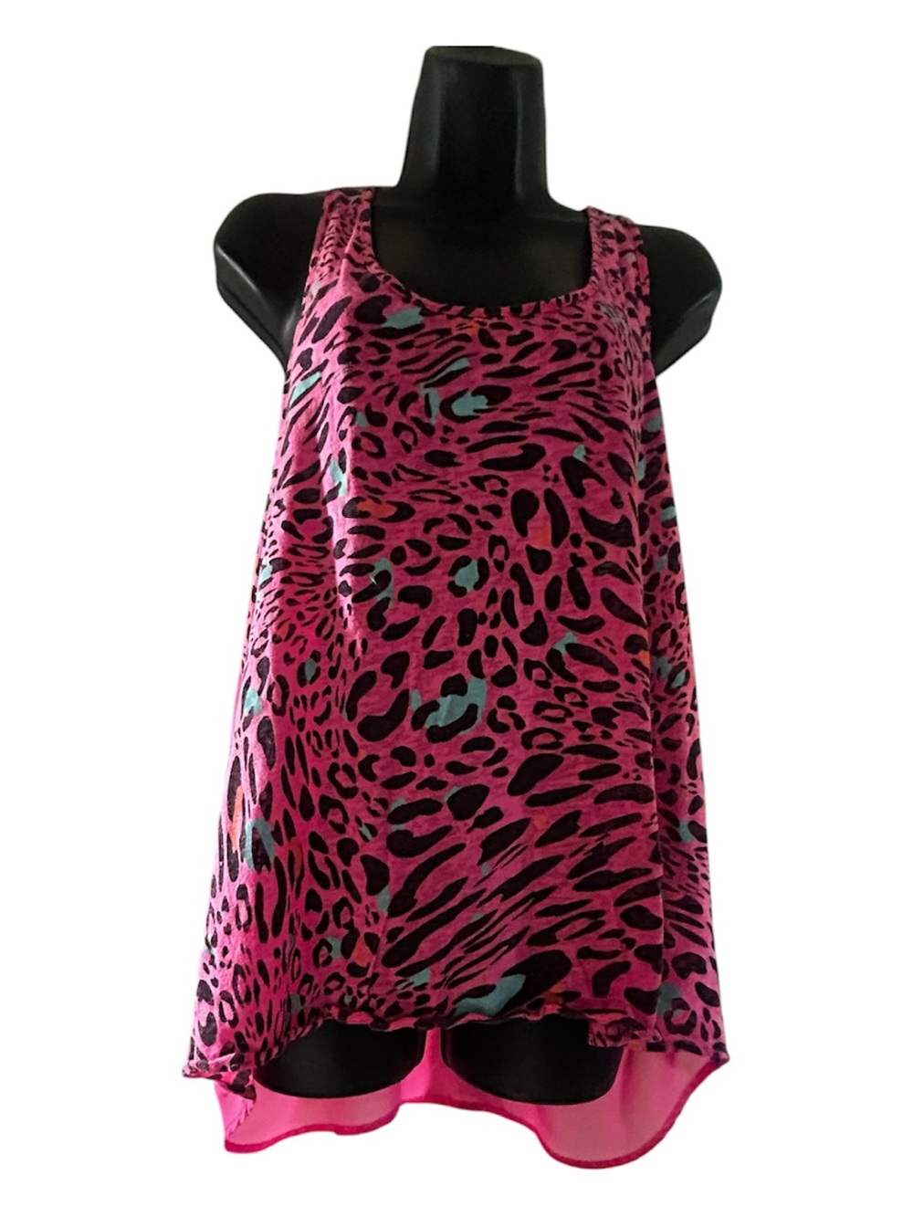 No Boundaries high, low, Pink and Black, Animal Print, Tank Top